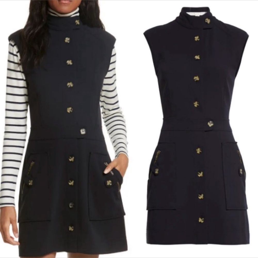 Veronica Beard Leigh Mod Button-Down Crepe Dress 8 - image 1